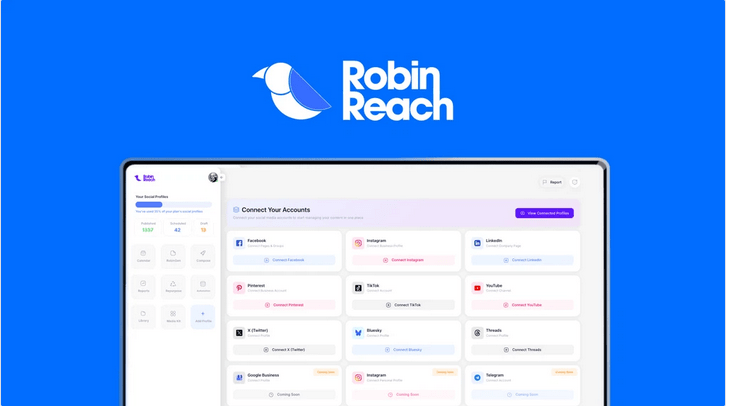 RobinReach: Create, Schedule, and Manage Social Media Content for Clients with AI